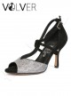 Scarpe da Ballo Donna Camoscio Nero Luminor Fucile Suola Cuoio Tacco 80S ABS
