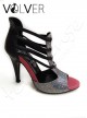 Scarpe da Ballo Pelle Nera Luminor Argento Suola Camoscio Tacco 100 ABS