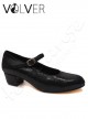 Scarpe da Ballo Donna Lame Nero Suola Cuoio Tacco 45