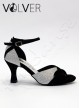 Scarpe da Ballo Donna Luminor Argento Camoscio Nero Suola Camoscio Tacco 70P