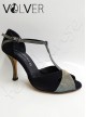 Scarpe da Ballo Camoscio Nero Fisher Verde Suola Cuoio Tacco 90B