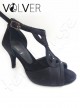 Scarpe da Ballo Donna Raso Nero Suola Camoscio Tacco 70S