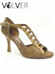 Scarpe da Ballo Camoscio Graffi Camel Vernice Oro Suola Cuoio Tacco 90B