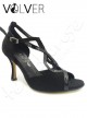 Scarpe da Ballo Camoscio nero Vernice Nera Suola Cuoio Tacco 90B