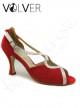 Scarpe da Ballo Donna Camoscio Rosso Luminor Argento Tacco 70P Suola Cuoio *OFFERTA*