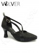 Scarpe da Ballo Donna Merletto Nero Vernice Nera Tacco 70R