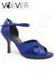 Scarpe da Ballo Donna Metal Lack Blue Suola Cuoio Tacco 85