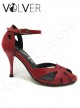 Scarpe da Ballo Pelle Rossa Vernice Rossa Tacco 90SS Suola Cuoio