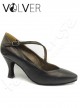 Scarpe da Ballo Donna Pelle Nera Tacco 70P Suola Camoscio