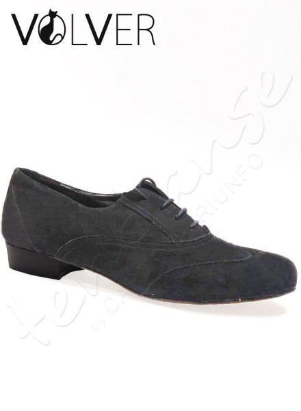 Ballroom Uomo Camoscio Nero Suola Cuoio