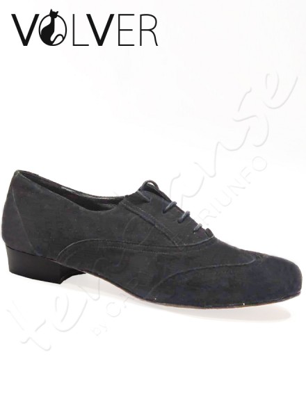 Ballroom Uomo Camoscio Nero Suola Cuoio