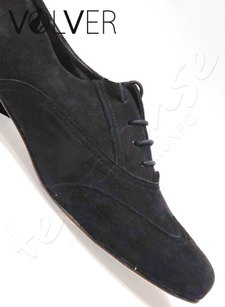 Ballroom Uomo Camoscio Nero Suola Cuoio