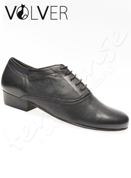 Ballroom Uomo Pelle Nero Suola Cuoio