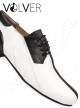Ballroom Uomo Pelle Bianca Pelle Nera  Suola Camoscio