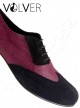 Ballroom Uomo Camoscio Nero Lame Prugna  Suola Cuoio *OFFERTA*