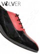 Ballroom Uomo Pelle Rossa Vernice Nera Suola Cuoio *OFFERTA*