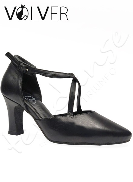 Scarpe da Ballo Incrociate A Pelle Nera TC 70N