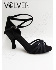 Scarpe da Ballo Donna Raso Nero Suola Camoscio Tacco 70R