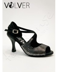 Scarpe da Ballo Donna Pitonato Fucile Pelle Nera Tacco 80R ABS *OFFERTA*
