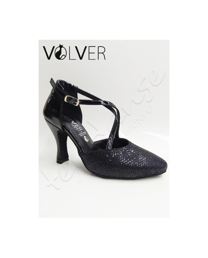 Scarpe da Ballo Incrociate A Vernice York Nero Tacco 90R *OFFERTA*