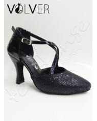 Scarpe da Ballo Incrociate A Vernice York Nero Tacco 90R *OFFERTA*