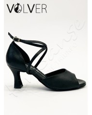 Scarpe da Ballo Donna Pelle Nera Suola Camoscio Tacco 70R