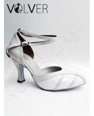 Scarpe da Ballo Donna Pelle Panna Verice Bianco Suola Camoscio Tacco 80R