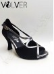 Scarpe da Ballo Donna Camoscio Nero Metal Argento TACCO 70P Suola Camoscio