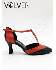 Scarpe da Ballo Donna Pelle Nera Pelle Rossa Tacco 70R *OFFERTA*