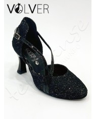 Scarpe da Ballo Donna Merletto Brill Nero Vernice Nera Tacco 70R
