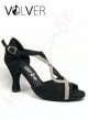 Scarpe da Ballo Donna Camoscio Nero TF oro  Suola Camoscio Tacco 70P