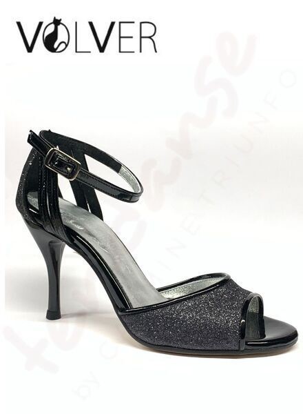 Scarpe da Ballo Brill Nero Vernice Nera Suola Cuoio Tacco 8SS
