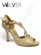 Scarpa da Ballo Pelle Beige Suola Cuoio Tacco 90B