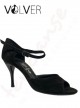 Scarpe da Ballo Camoscio Nero Tacco 8SS Suola Cuoio