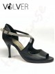 Scarpe da Ballo Pelle Nera Fisher-Tacco 8SS Suola Cuoio