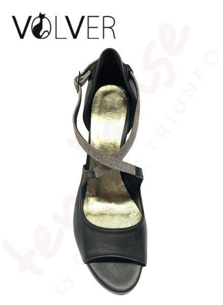 Scarpe da Ballo Pelle Nera Fisher-Tacco 8SS Suola Cuoio