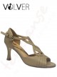 Scarpe da Ballo Pelle Beige Tacco 70B Suola Cuoio