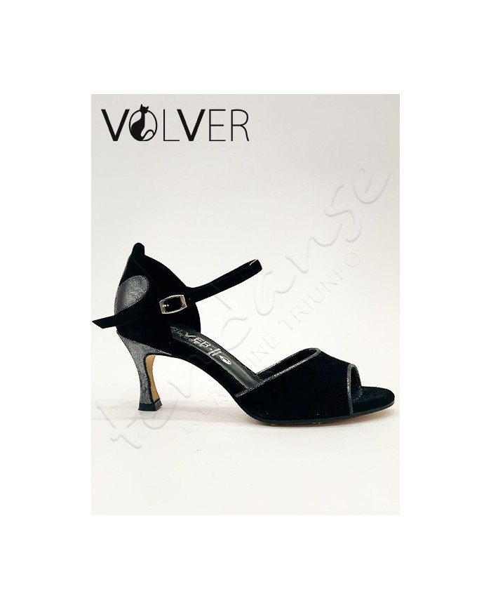 Scarpe da Ballo Donna Polvere Acciaio Camoscio Nero Tacco 70P Suola Cuoio *OFFERTA*
