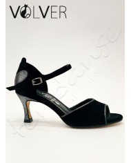 Scarpe da Ballo Donna Polvere Acciaio Camoscio Nero Tacco 70P Suola Cuoio *OFFERTA*