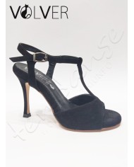 Scarpe da Ballo  Camoscio Nero Suola Cuoio *OFFERTA*