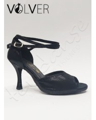 Scarpe da Ballo Lame Nero Suola Camoscio Tacco 90B