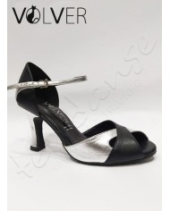 Scarpe da Ballo Donna Pelle Nera Metal Argento70R *OFFERTA*