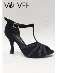 Scarpe da Ballo Camoscio Nero Brill Nero Tacco 90B Suola Camoscio