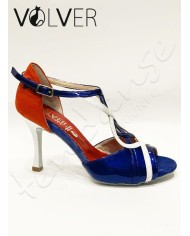 Scarpe da Ballo Camoscio Rosso Vernice Cobalt Pelle Bianca Suola Camoscio Tacco 90B