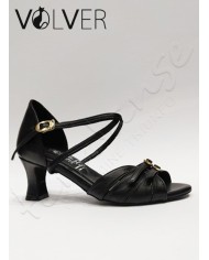 Scarpe da Ballo Donna Pelle Nera Suola Camoscio Tacco 50L