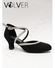 Scarpe da Ballo Donna Camoscio Nero Fisher Argento 50R *OFFERTA*