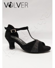 Scarpe da Ballo Donna Camoscio Nero Brill Nero Suola Camoscio Tacco 50M