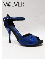 Scarpe da Ballo Metal Lack Blue Camoscio Cobalto Suola Camoscio Tacco 90S ABS