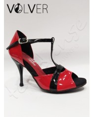 Scarpe da Ballo Vernice Rossa Vernice Nera Suola Camoscio Tacco 100 ABS