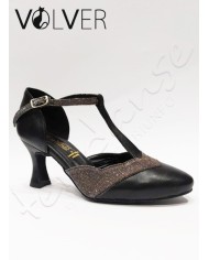 Scarpe da Ballo Donna Pelle Nera Galassia Cotton Suola Camoscio Tacco 70R
